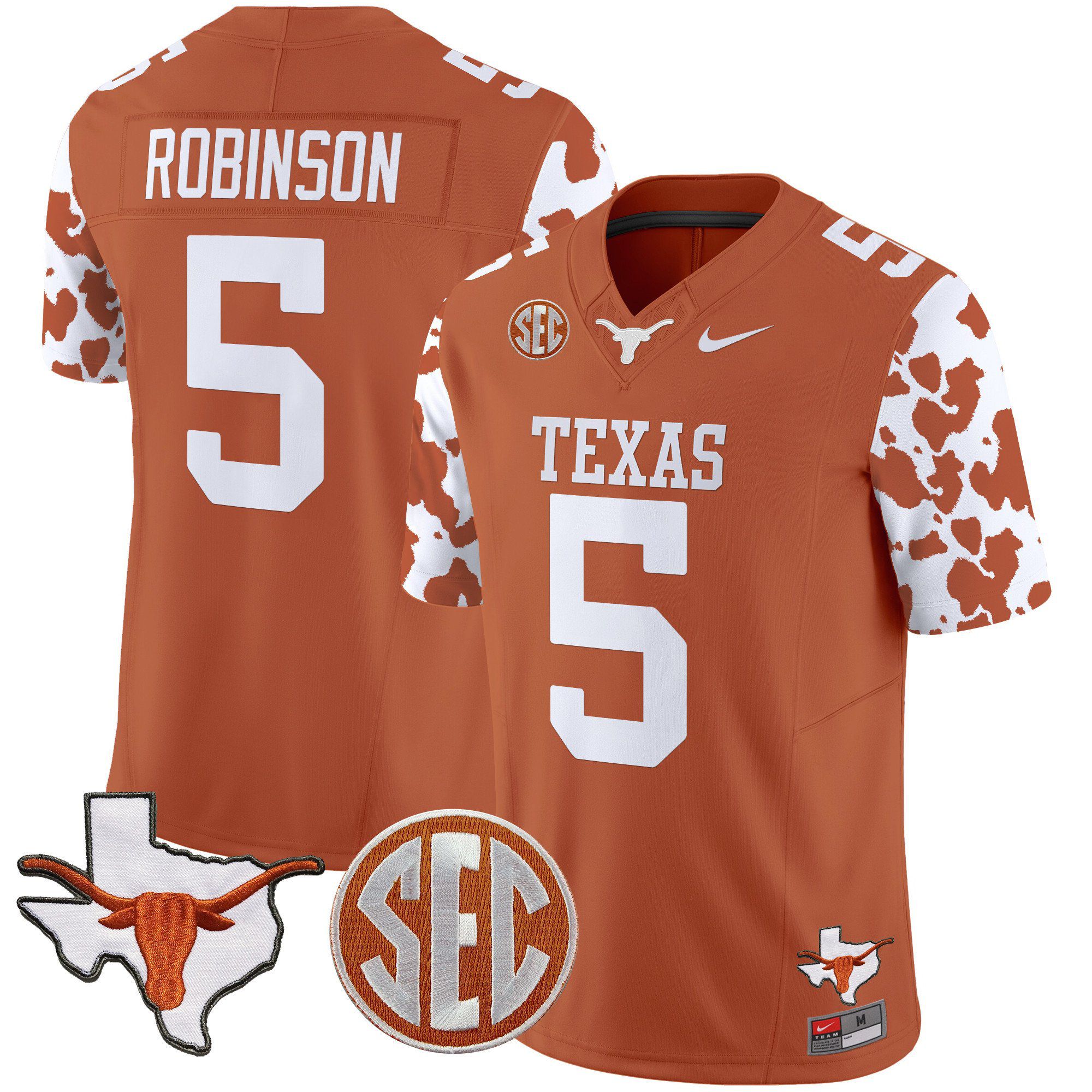 Men Texas Longhorns #5 Robinson Orange 2024 Nike Cow Spots Vapor Limited NCAA Jersey->indianapolis colts->NFL Jersey